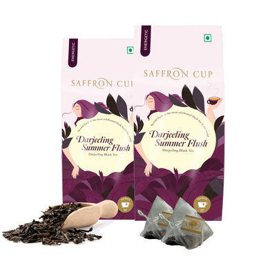 Darjeeling Summer Flush Tea Bags – 40 Tea Bags | Premium Leaf Tea (Premium Pyramid Teabags) - saffroncup